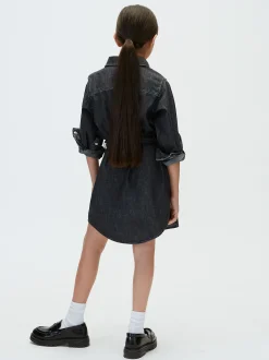 Denim overhemdjurk met riem voor kinderen