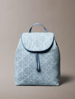 Denim rugzak van jacquard met logo