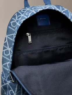 Denim rugzak van jacquard met logo