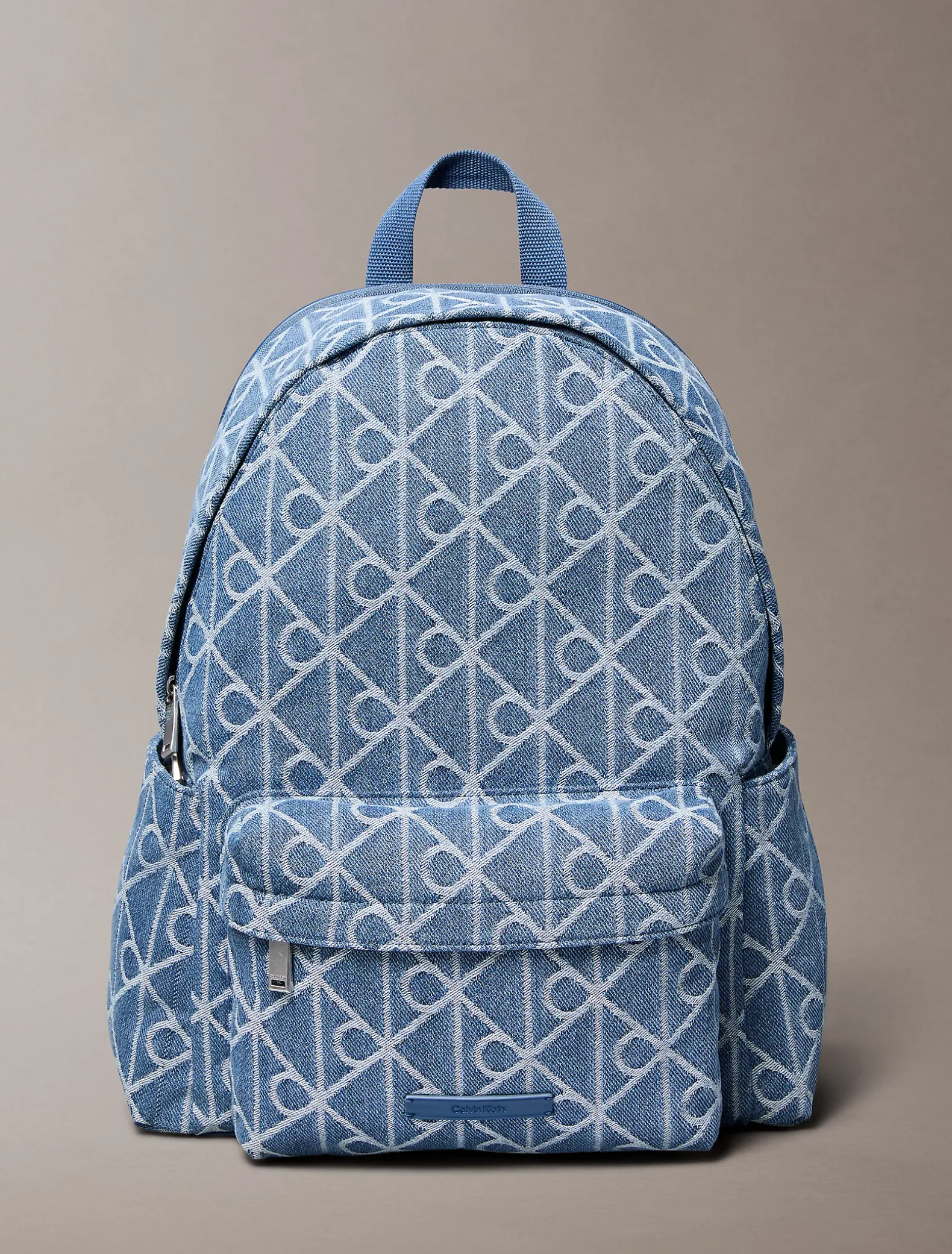 Denim rugzak van jacquard met logo