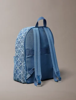 Denim rugzak van jacquard met logo
