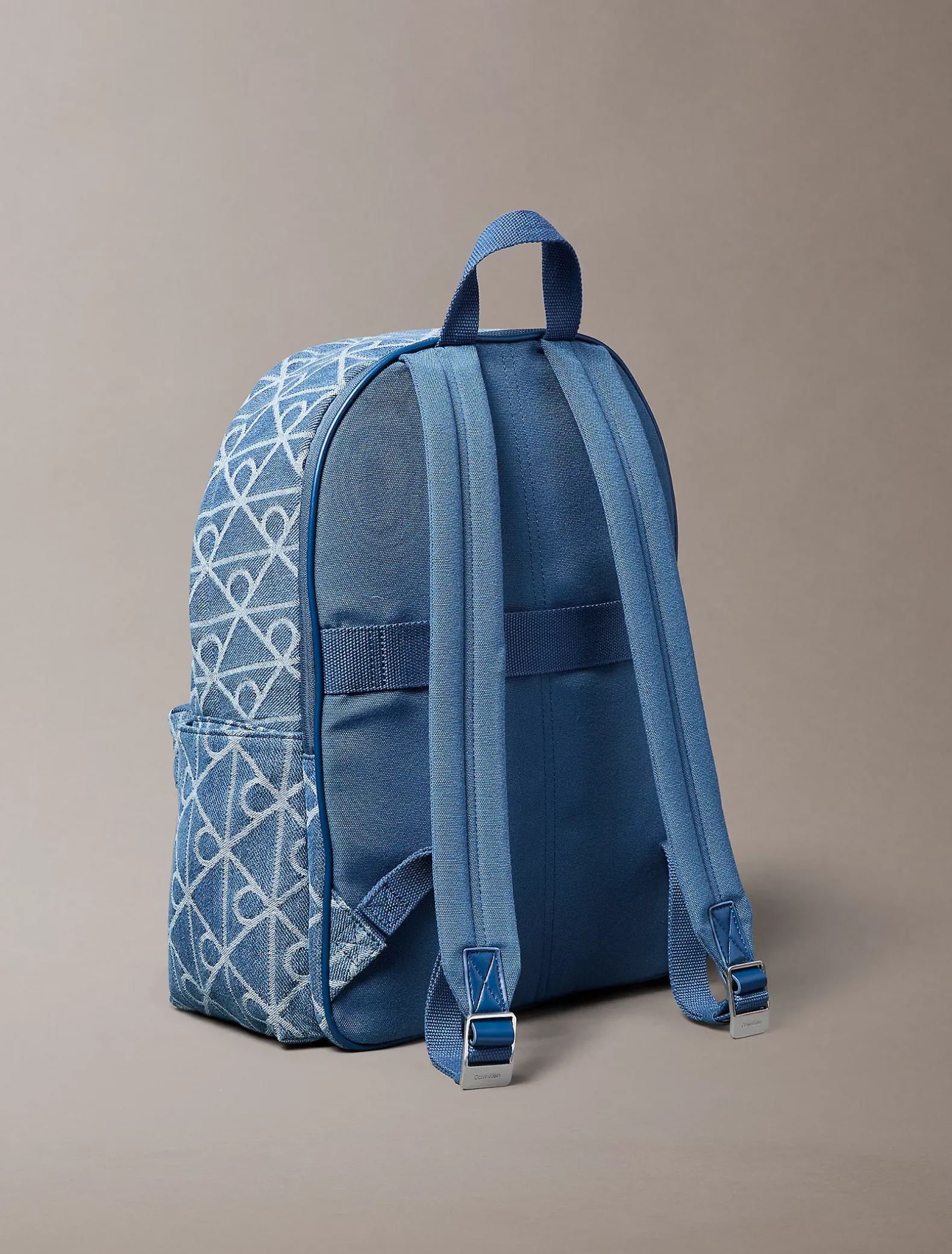 Denim rugzak van jacquard met logo