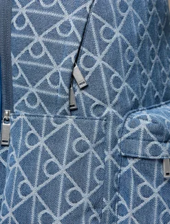 Denim rugzak van jacquard met logo