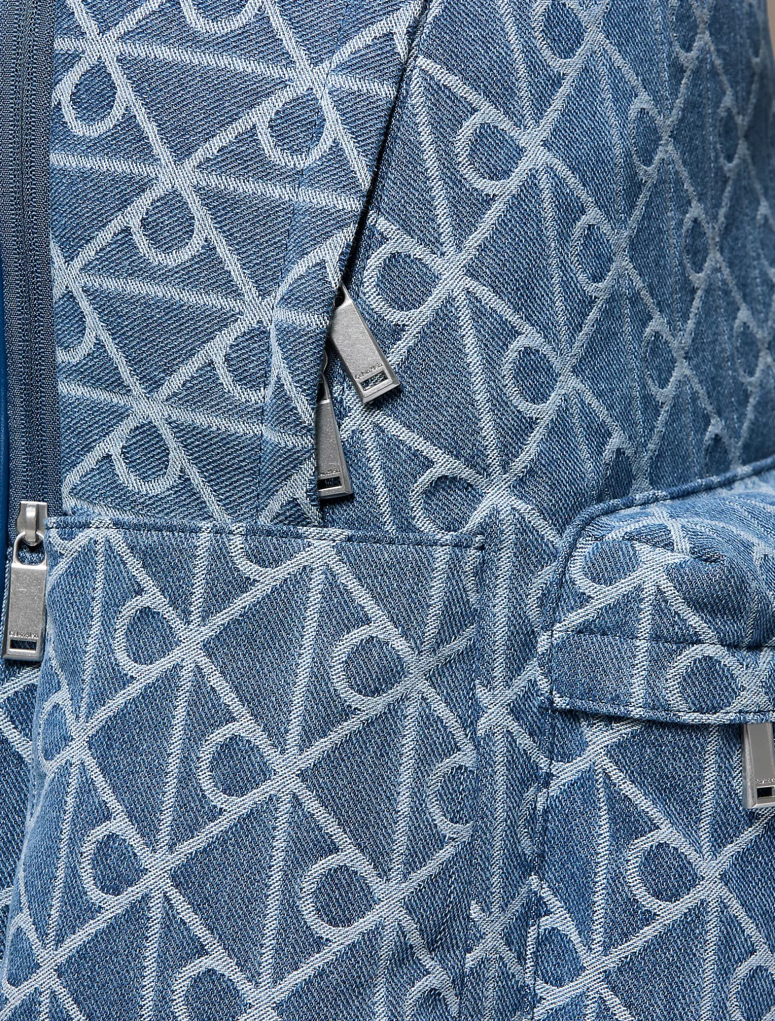 Denim rugzak van jacquard met logo