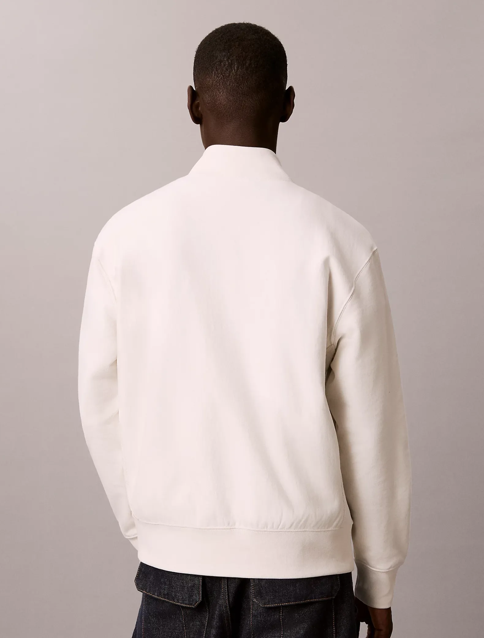Denim sweatshirt met kwartritssluiting en logo