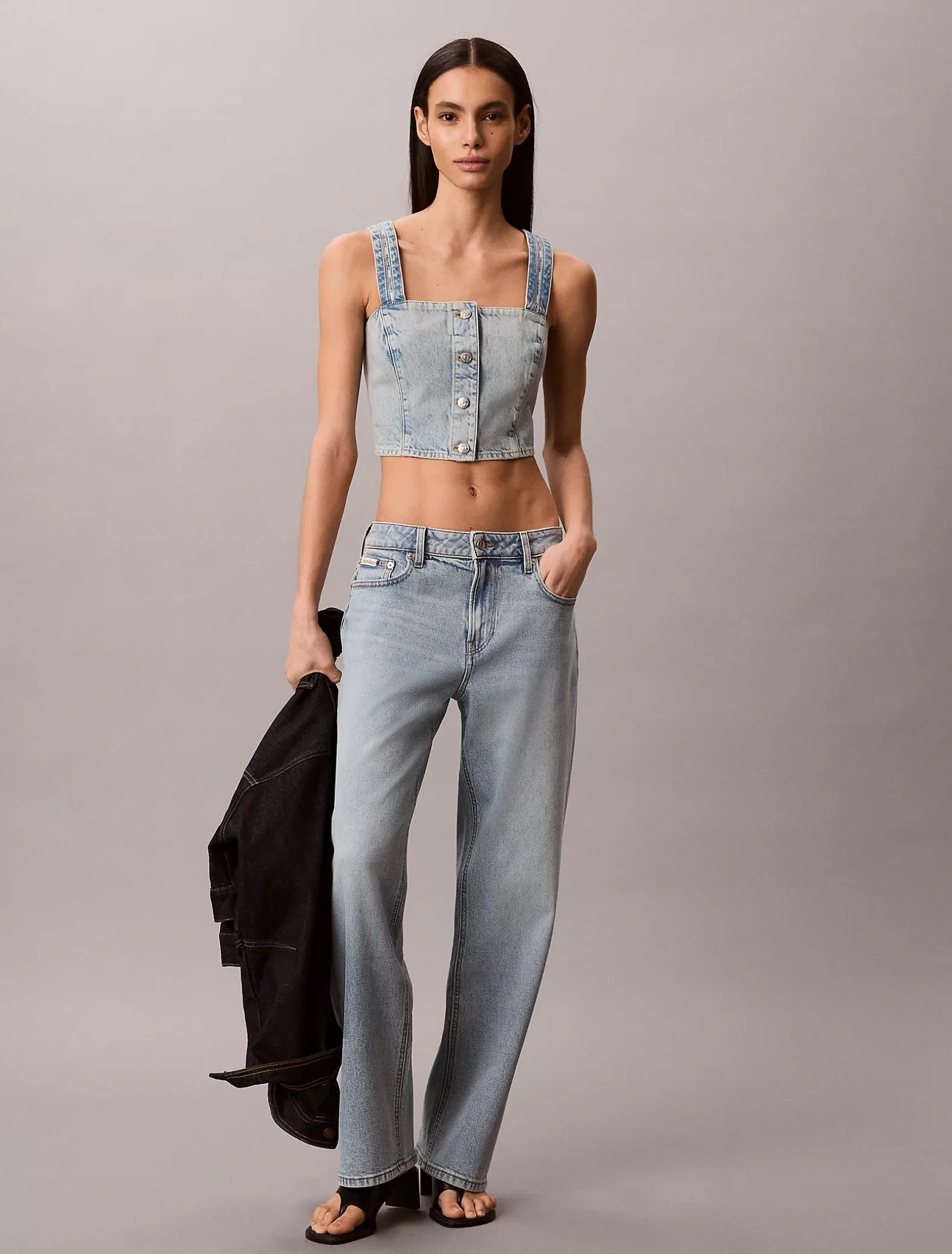 Denim tanktop met logotape