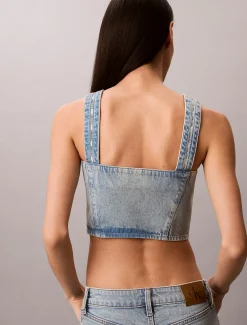 Denim tanktop met logotape