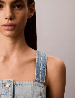 Denim tanktop met logotape