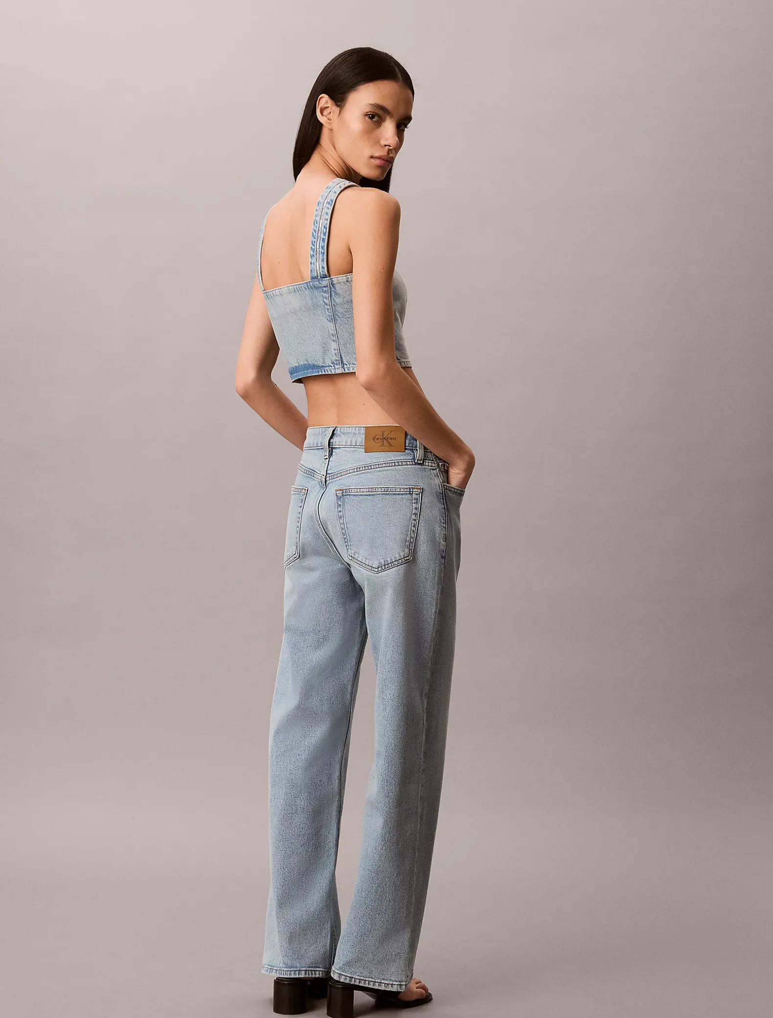 Denim tanktop met logotape