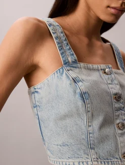 Denim tanktop met logotape