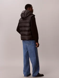 Donzen puffer bodywarmer met capuchon