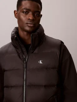 Donzen puffer bodywarmer met capuchon
