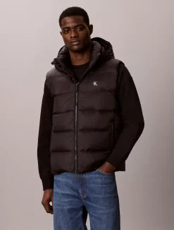 Donzen puffer bodywarmer met capuchon