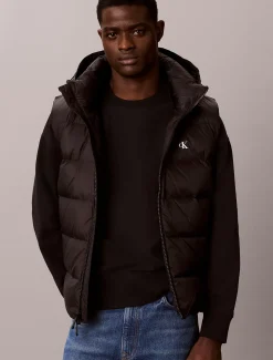 Donzen puffer bodywarmer met capuchon