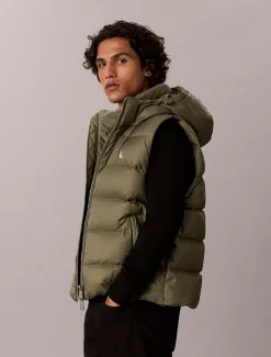 Donzen puffer bodywarmer met capuchon