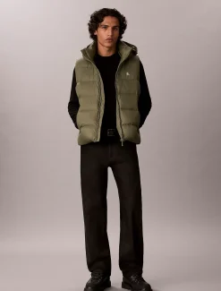 Donzen puffer bodywarmer met capuchon
