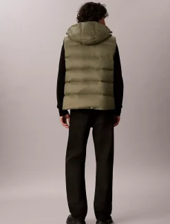 Donzen puffer bodywarmer met capuchon