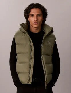 Donzen puffer bodywarmer met capuchon