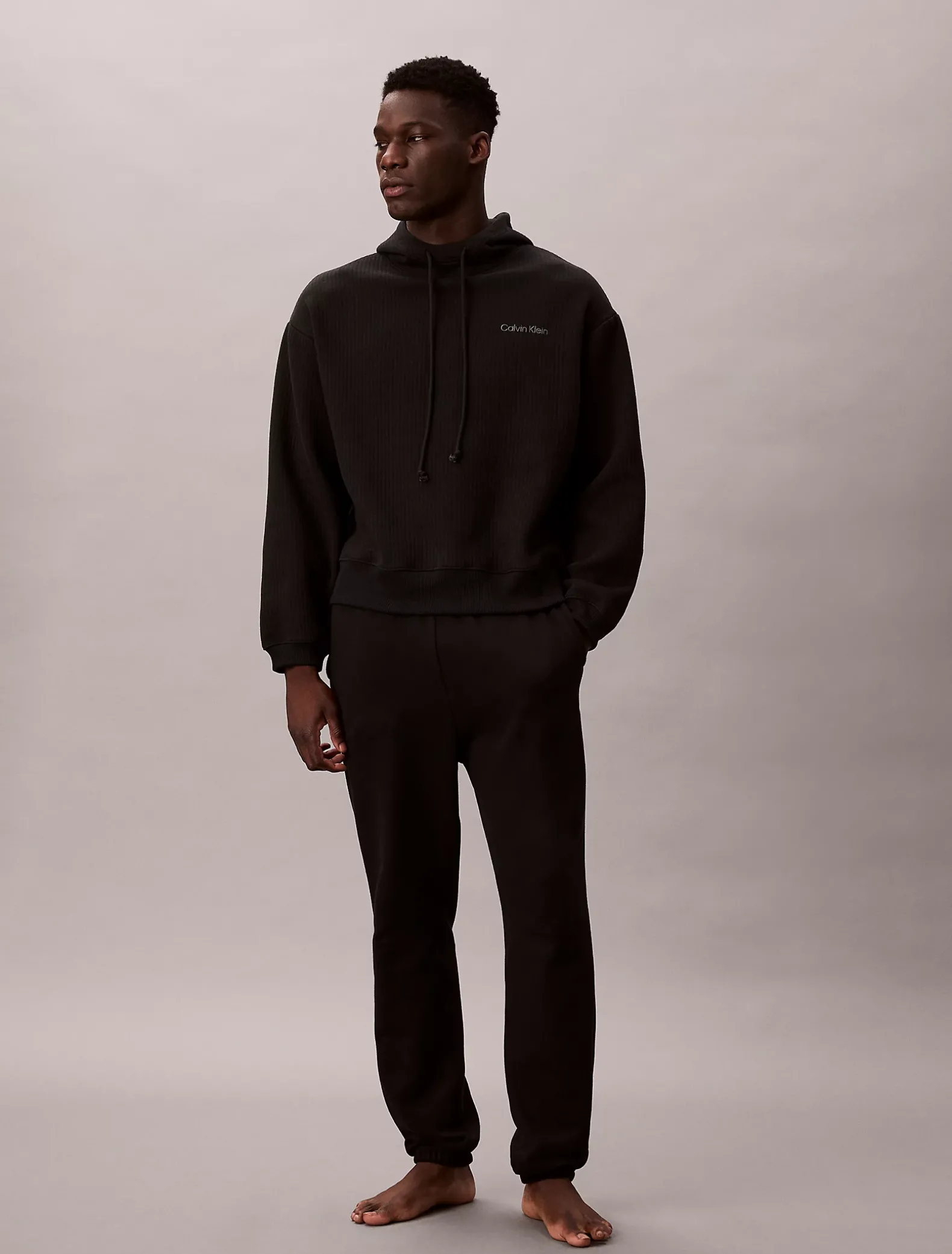 Doorgestikte fleece lounge hoodie
