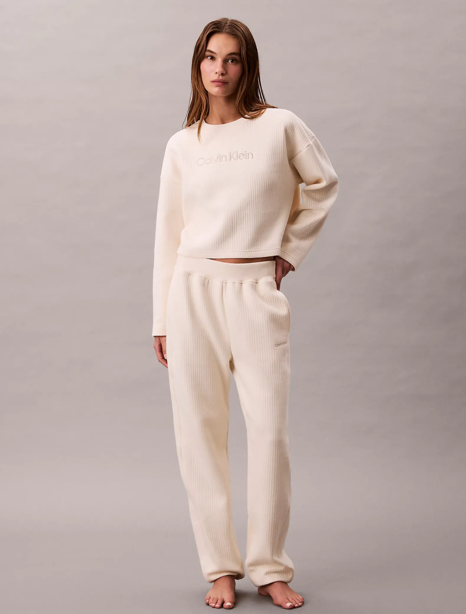 Doorgestikt fleece lounge sweatshirt