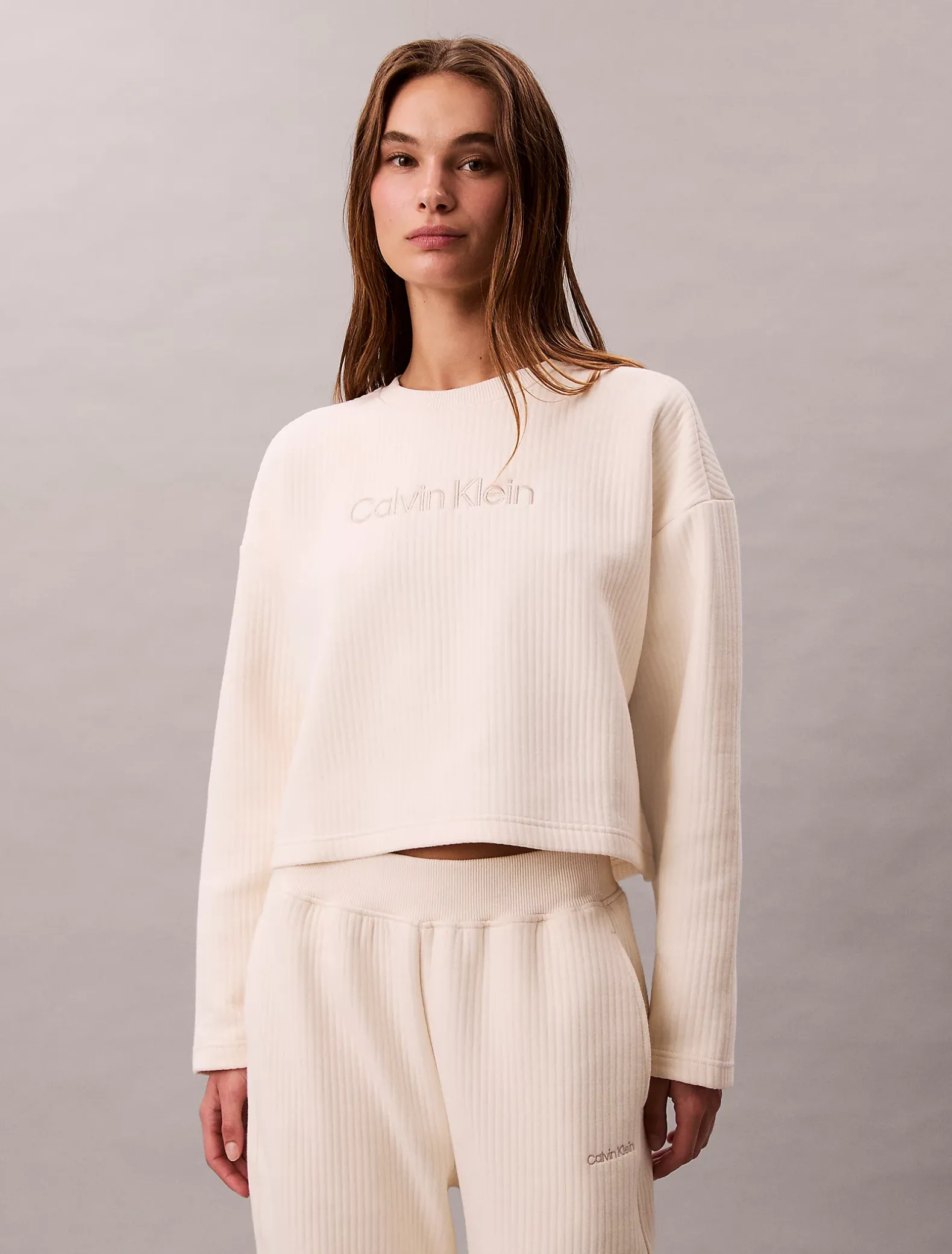 Doorgestikt fleece lounge sweatshirt