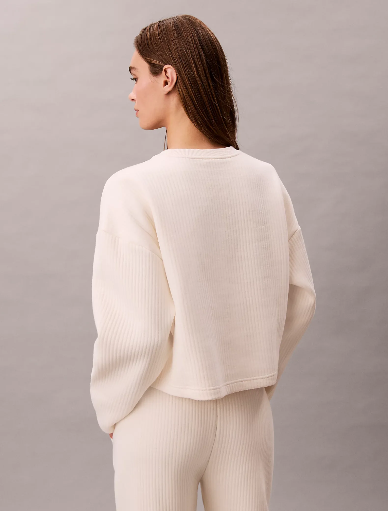 Doorgestikt fleece lounge sweatshirt