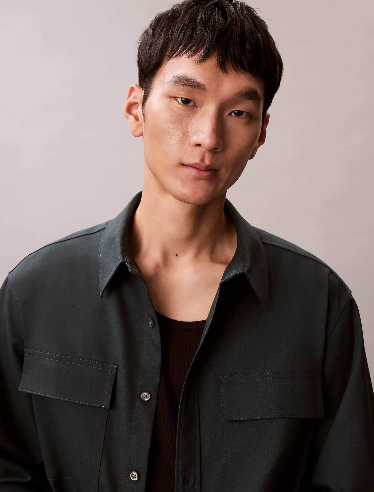 Easy melange button-down overhemd
