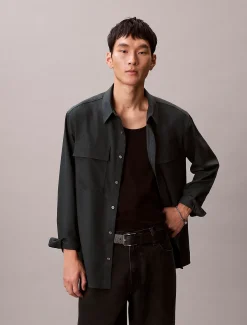 Easy melange button-down overhemd
