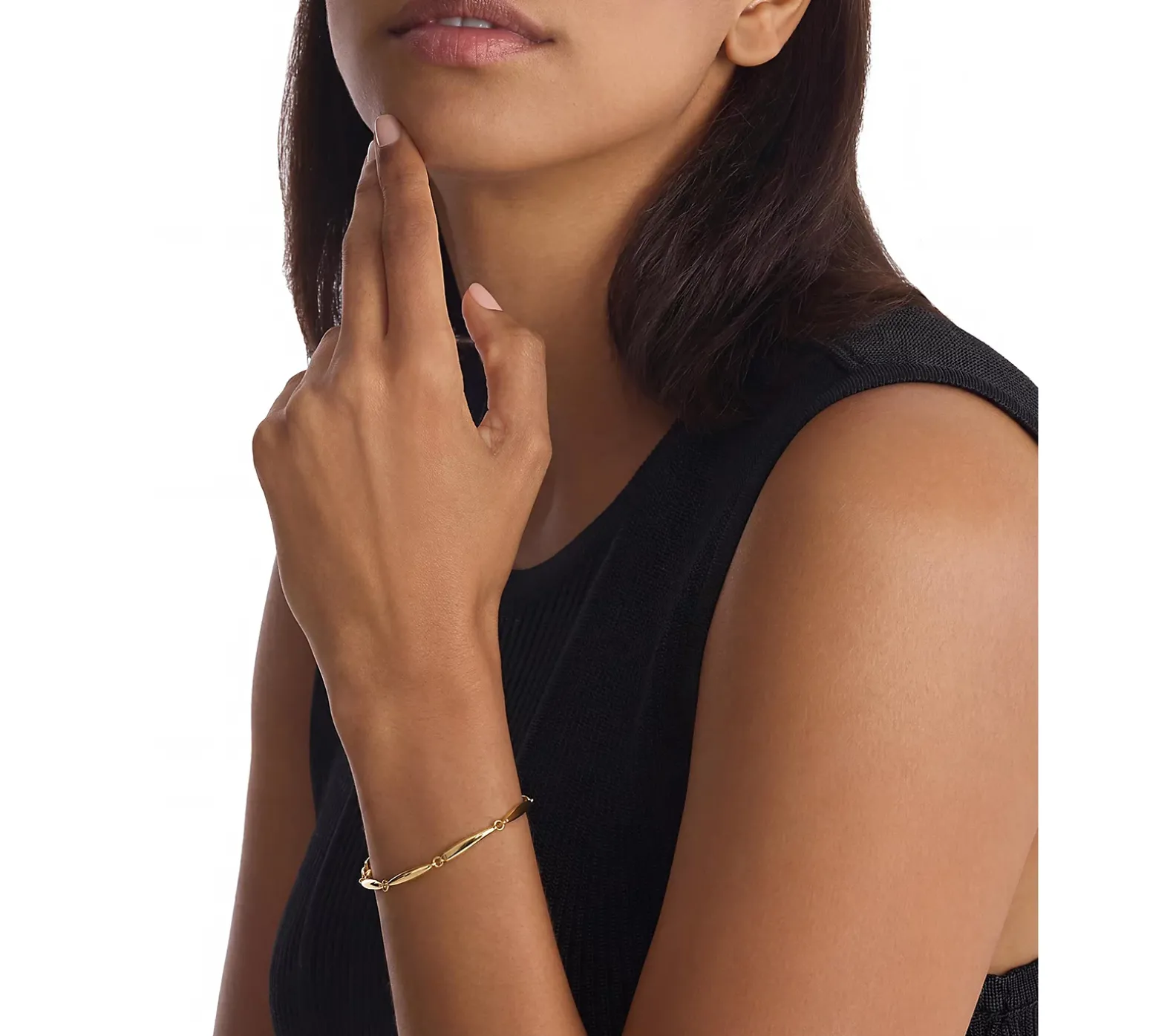 Elongated Drops vergulde stalen armband