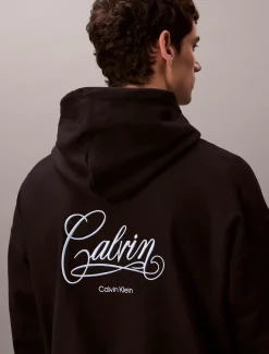 Fleece hoodie met grafisch logo