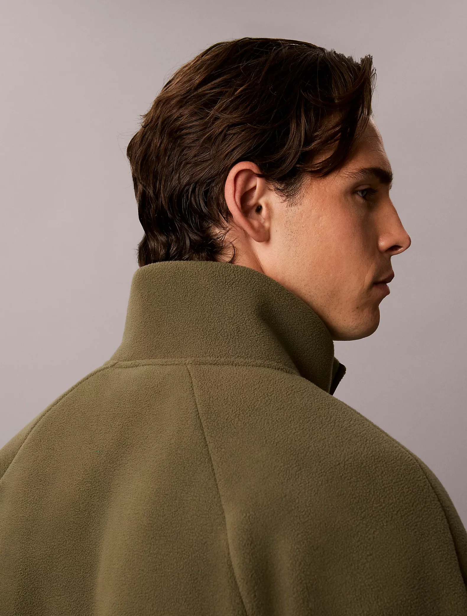 Fleece trui met kwartrits