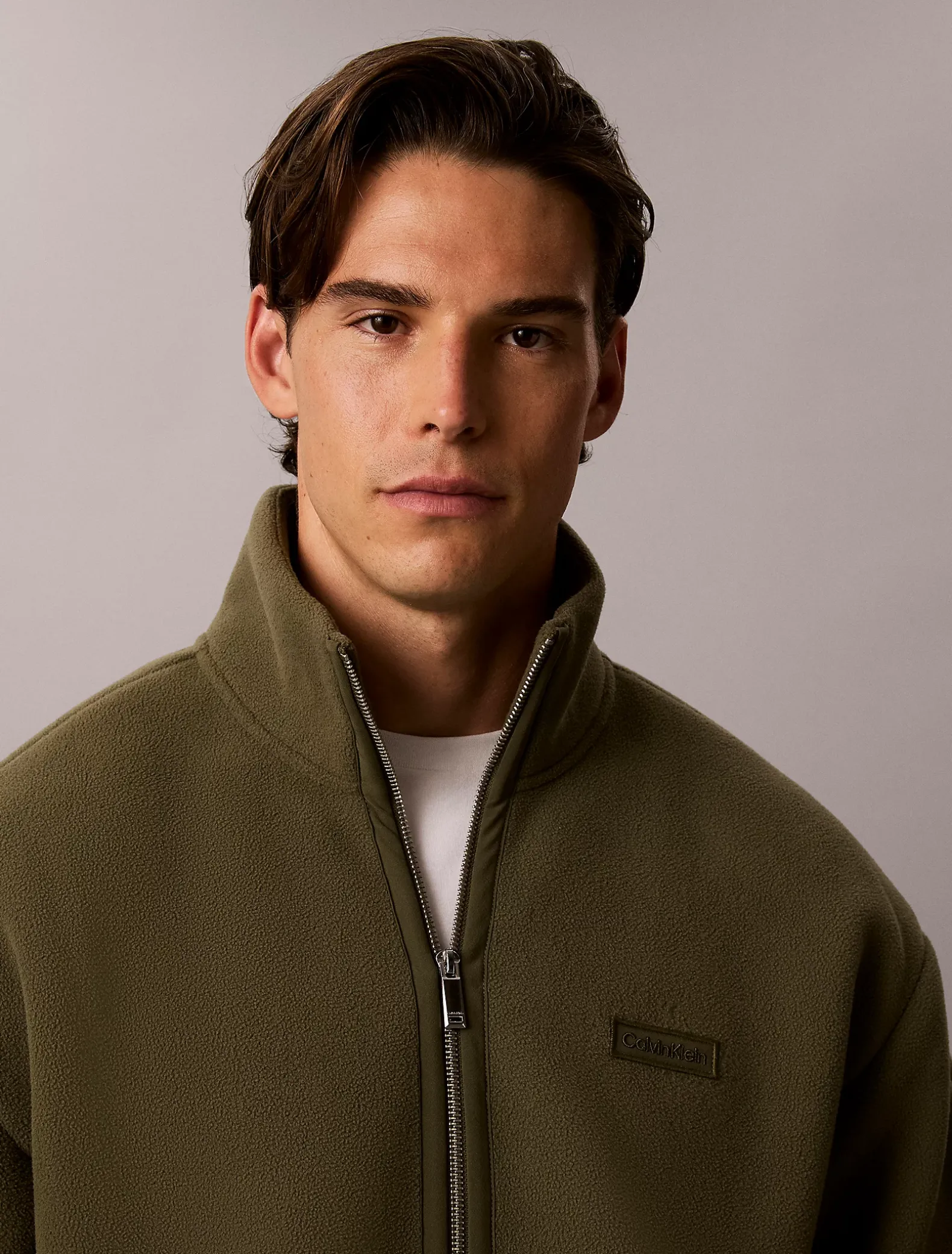 Fleece trui met kwartrits