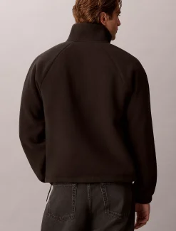 Fleece trui met kwartrits