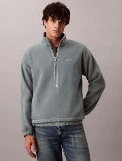 Fleece trui met kwartrits