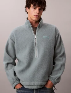 Fleece trui met kwartrits