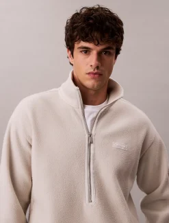 Fleece trui met kwartrits