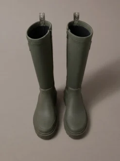 Flexibele kniehoge regenlaarzen met grove zool