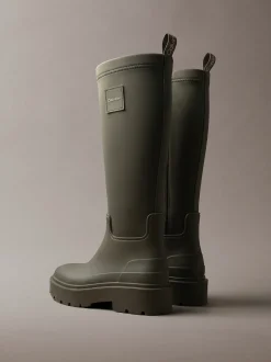 Flexibele kniehoge regenlaarzen met grove zool