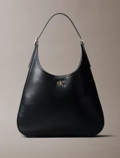 Gebogen schoudertas met monogram hardware