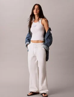 Geborduurde geribbelde tanktop met CK logo