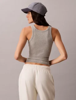 Geborduurde geribbelde tanktop met CK logo