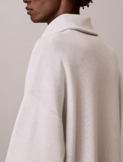Geborsteld geribbeld kwart rits sweatshirt met embleem met logo