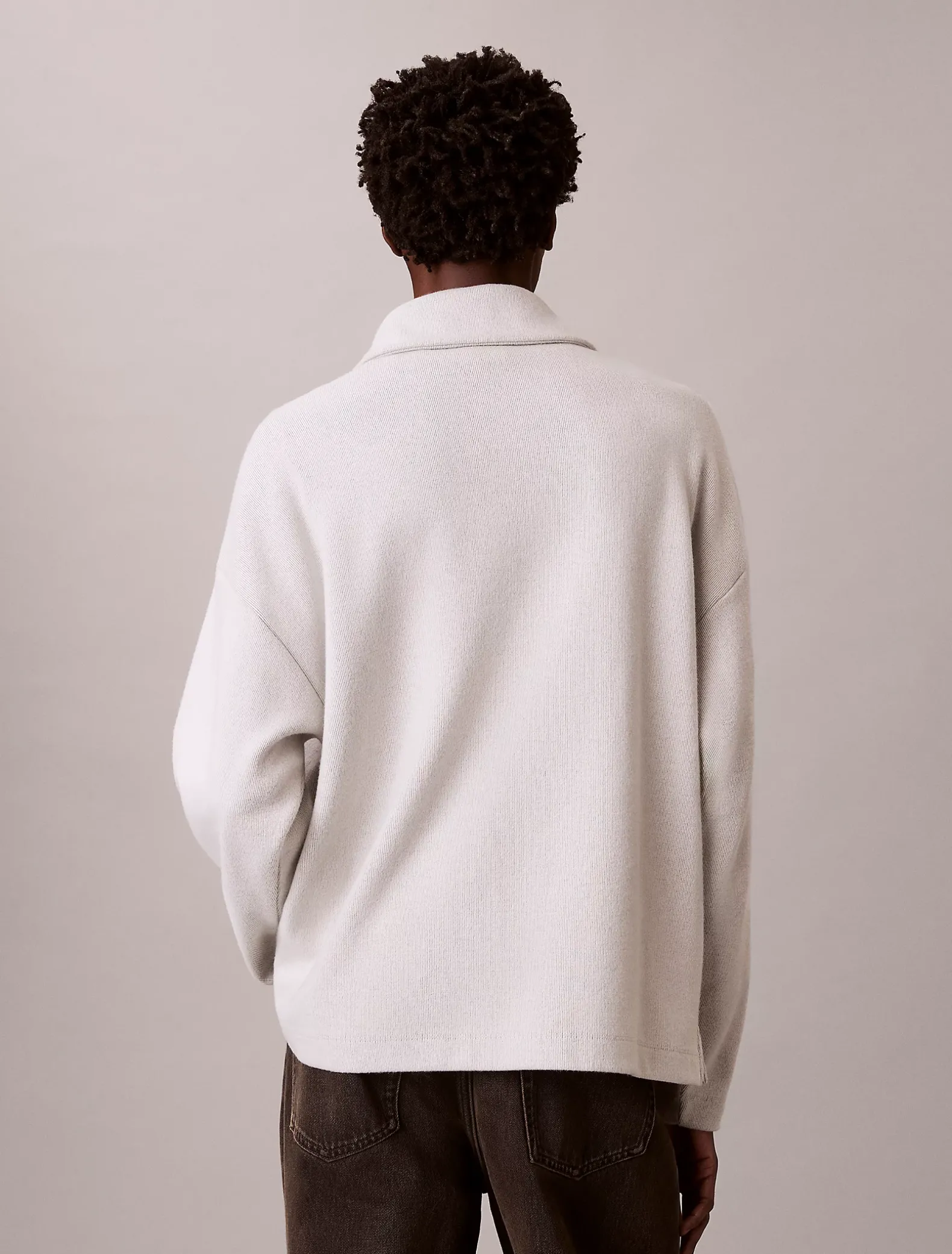 Geborsteld geribbeld kwart rits sweatshirt met embleem met logo