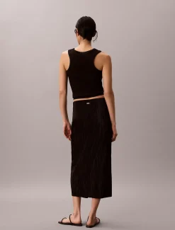 Gedrapeerde plissé midirok