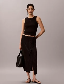 Gedrapeerde plissé midirok