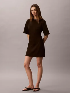Gedrapeerde T-shirtjurk van milano jersey
