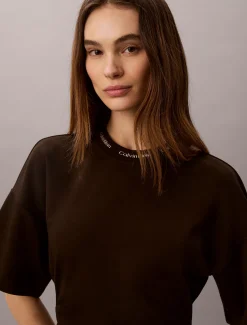 Gedrapeerde T-shirtjurk van milano jersey
