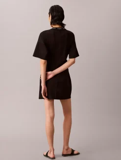Gedrapeerde T-shirtjurk van milano jersey