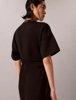 Gedrapeerde T-shirtjurk van milano jersey
