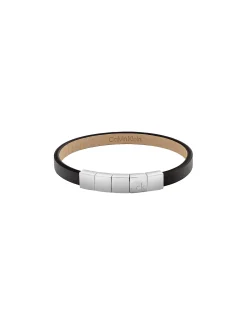 Geometrische armband van leer en staal